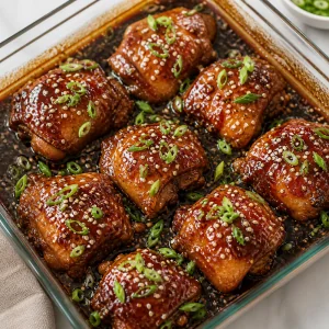 볶은 참깨와 쪽파를 올린 데리야키 치킨