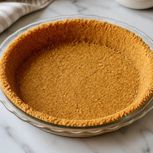 Baked vanilla wafer crumb crust in a pie dish