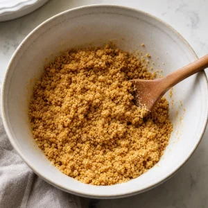 Vanilla wafer crumbs mixed with melted butter