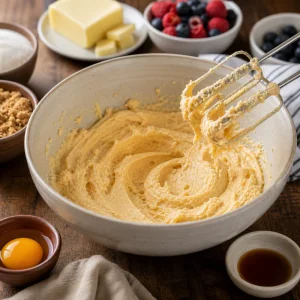Beurre et sucres battus en base de pâte légère