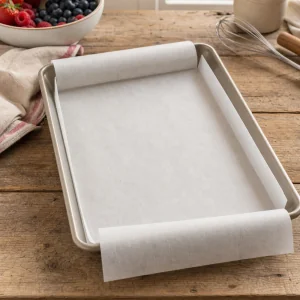 Plaque tapissée de papier cuisson prête pour la pâte