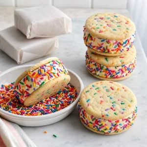 Funfetti-Eis-Sandwich in bunten Streuseln