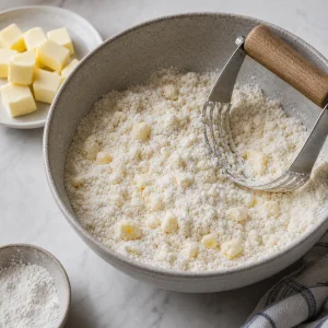 Cold butter cut into the flour mixture