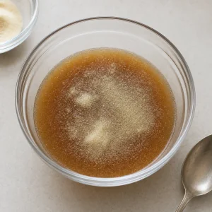 Gelatina che si idrata nel brodo di manzo freddo