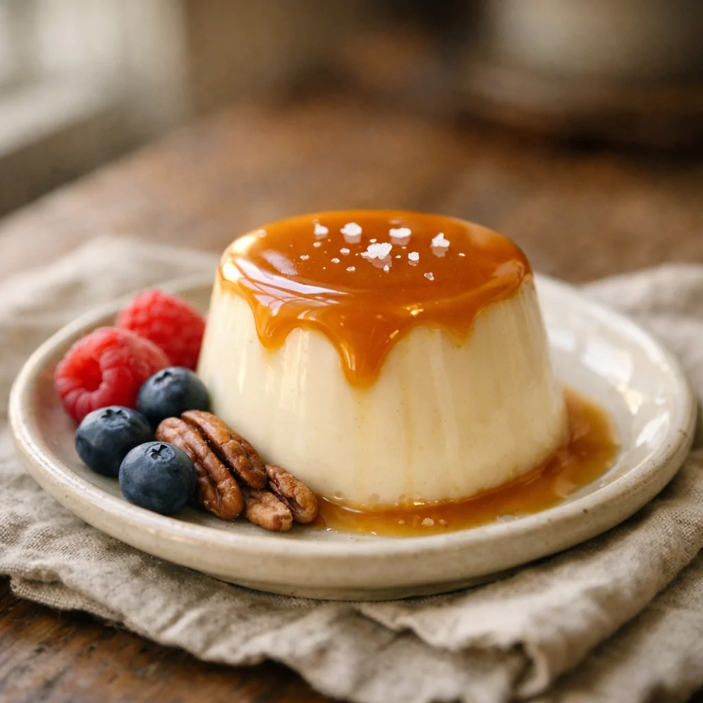 Brown Butter Caramel Drizzle Panna Cotta with Sea Salt