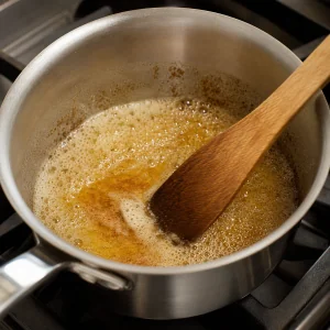 Beurre en train de dorer dans une casserole claire