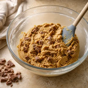 Morceaux de chocolat au lait incorporés à la pâte
