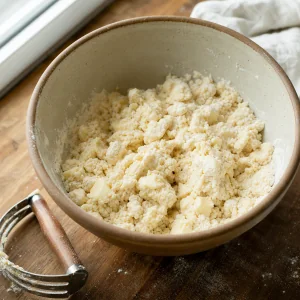 Shaggy pie dough with cold butter pieces