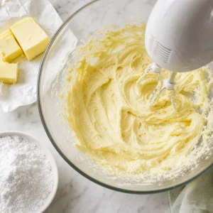 Butter and powdered sugar creamed until smooth and light