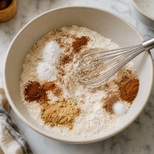 Dry ingredients and spices in a mixing bowl