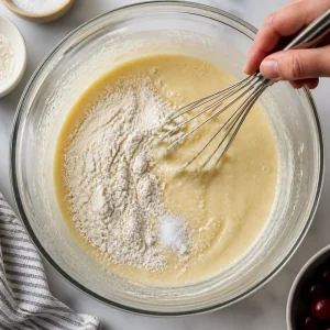Farine et sel fouettés dans la pâte