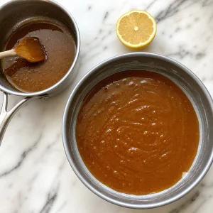 Glaenzende Butter-Braunzucker-Mischung in der Form verteilt