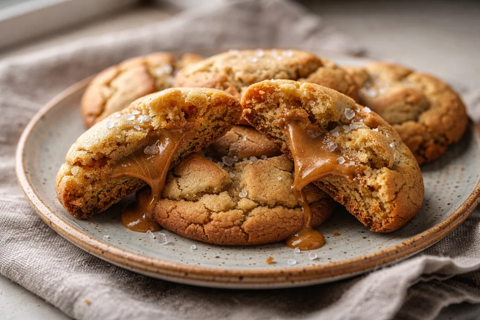 Chewy Nut Butter Stuffed Cookies with Flaky Sea Salt