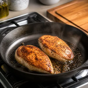 Petti di pollo dorati in padella
