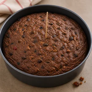 Baked Pan de Pascua checked with a wooden skewer