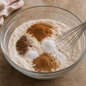 Flour and warm spices mixed in a bowl