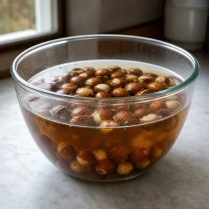 Nocciole ammollate nell’acqua