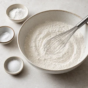 Ingrédients secs des cookies mélangés dans un saladier