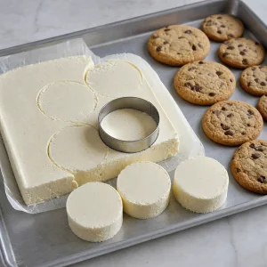 Ronds de glace à la vanille près des cookies assortis