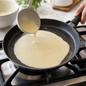 Schokoladengefüllte Crêpes mit Kakaopulver