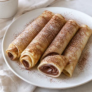 Crêpes Rellenas de Chocolate con Polvo de Cacao