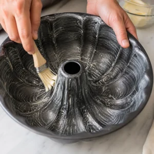 Stampo Bundt spennellato con burro in ogni scanalatura