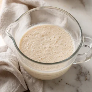 Foamy yeast blooming in warm milk