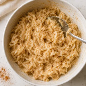 Sticky coconut filling mixed with condensed milk