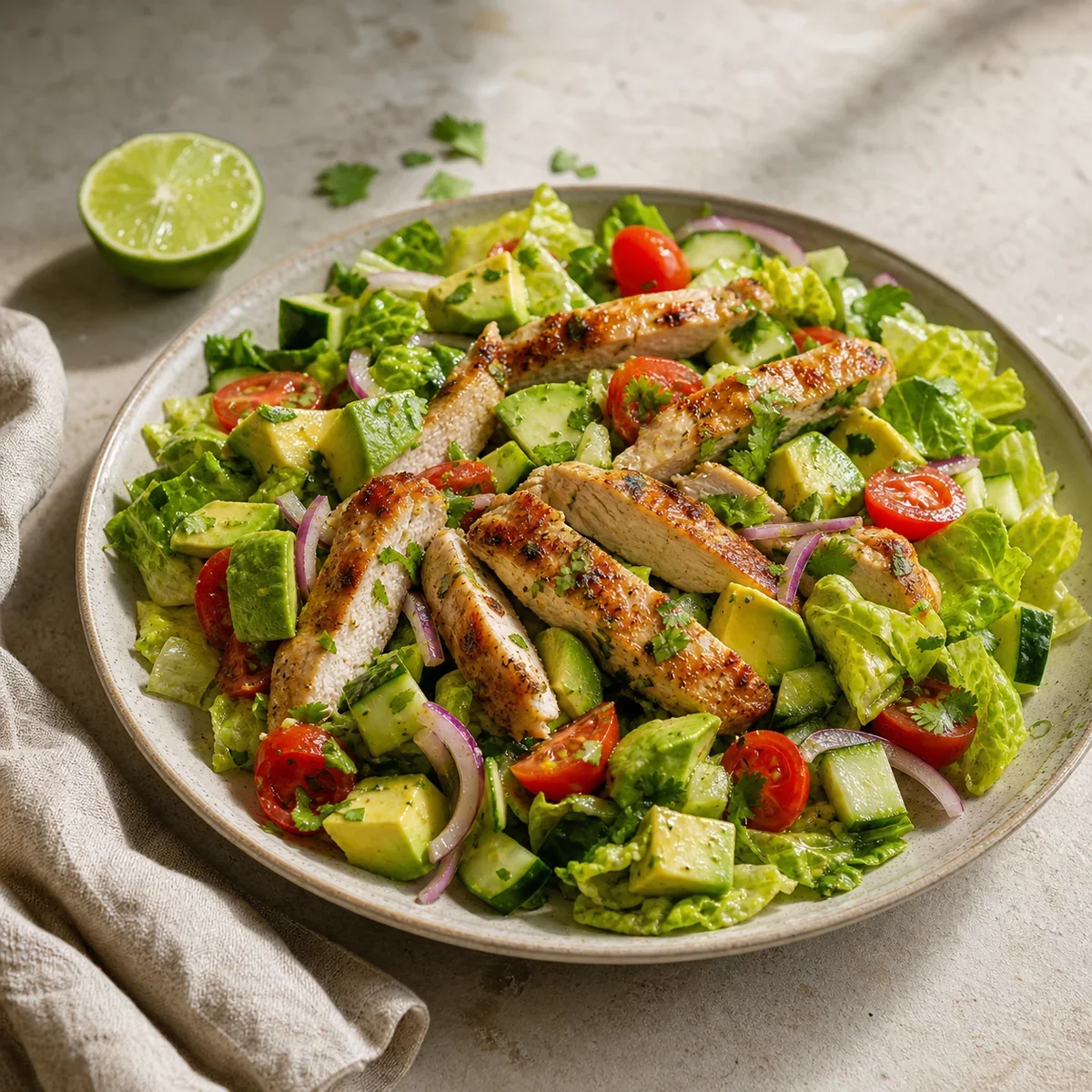Cilantro-lime chicken and avocado chopped salad