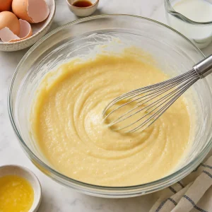 Mistura líquida de iogurte para muffins em uma tigela
