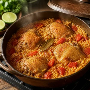 Тушеная курица с золотистым рисом без лишней жидкости