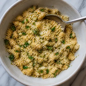 Seasoned breadcrumb and herb filling mixed in a bowl.