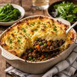 Shepherd's pie cotto con crosta dorata al cheddar