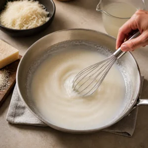 Pecorino and hot pasta water whisked into a smooth cheese emulsion