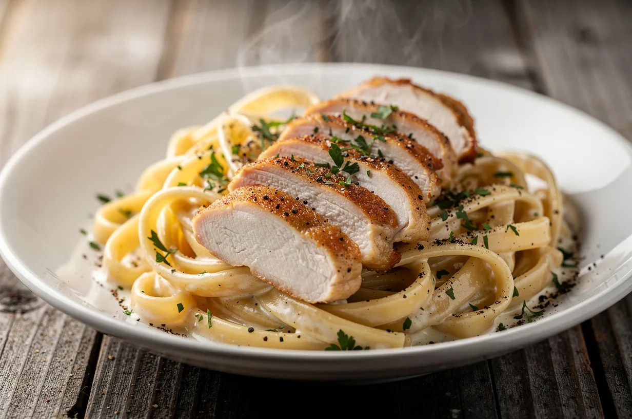 Classic Chicken Alfredo with Garlic Parmesan Cream