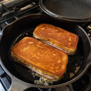 Porzioni dorate di cubano pressato in padella