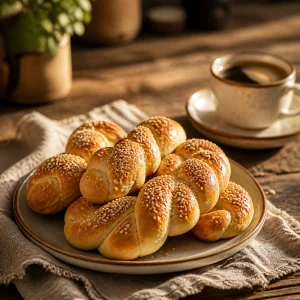 Koulourakia finis servis avec du cafe