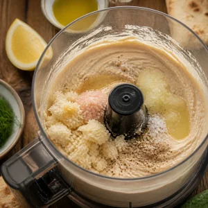 Tarama mixture blended in a food processor