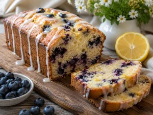 Classic Homemade Blueberry Lemon Loaf with Sweet Glaze