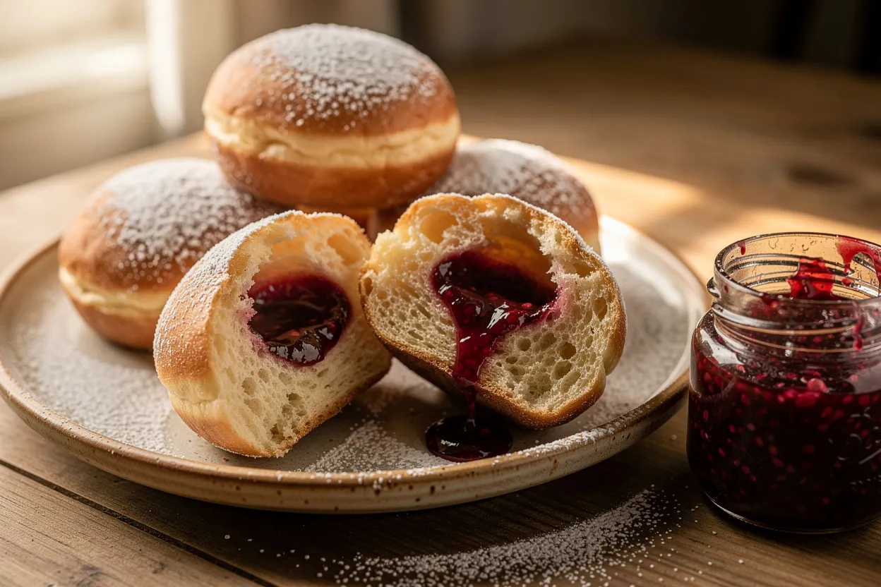Sufganiyot classiques : beignets fourrés à la confiture