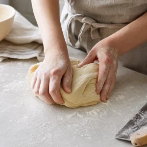 Weicher Sufganiyot-Teig elastisch geknetet