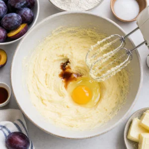 Ei und Vanille zur Butter-Zucker-Creme gegeben