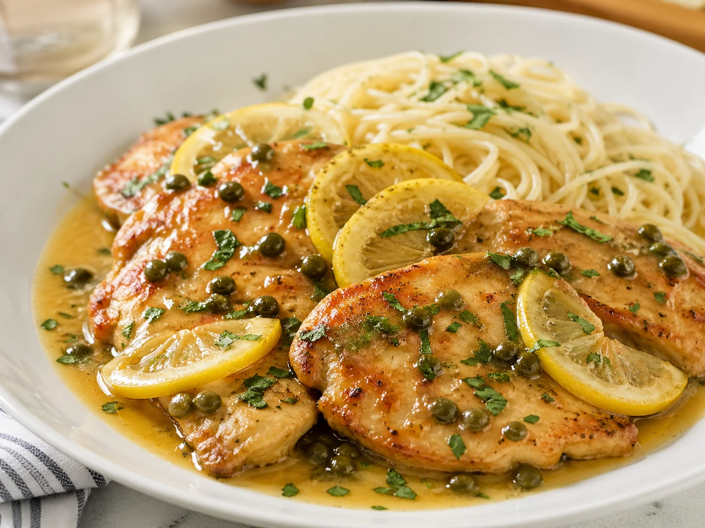 Classic Lemon Chicken Piccata with Capers and Parsley