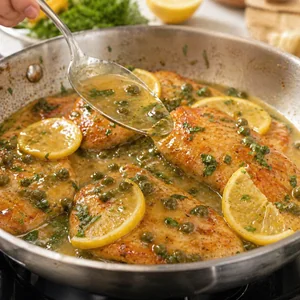 Classic Lemon Chicken Piccata with Capers and Parsley