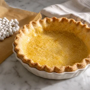 Base dorata cotta in bianco e spennellata con tuorlo