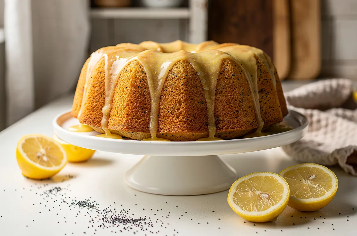 Classic Lemon Poppy Seed Cake with Buttermilk Glaze