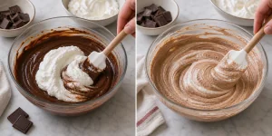 Natas batidas envolvidas no chocolate para o tornar mais leve