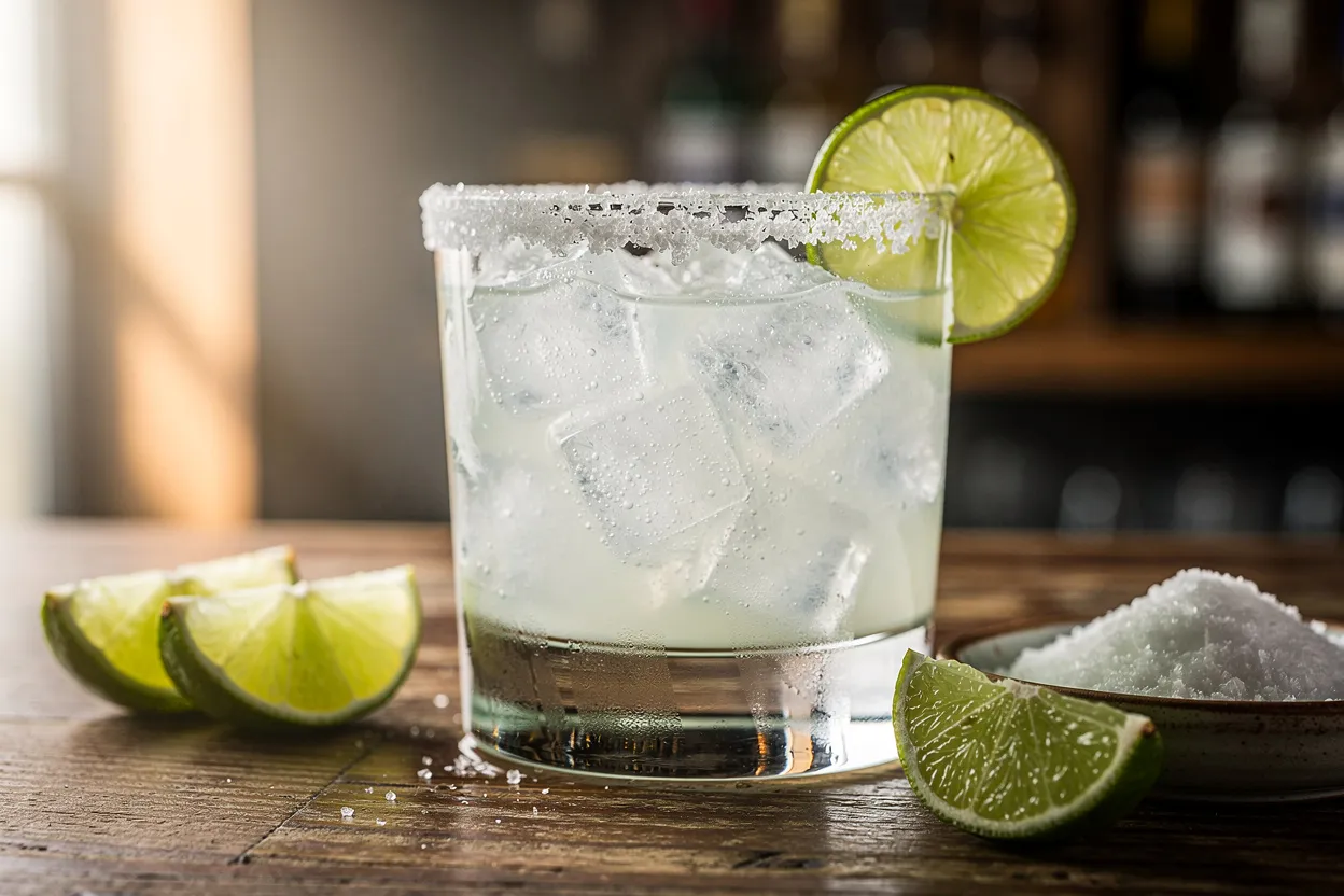 Classic Margarita with Fresh Lime and Salt Rim Cocktail