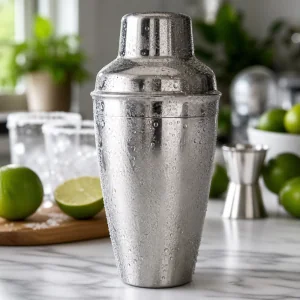 Frosty cocktail shaker after shaking