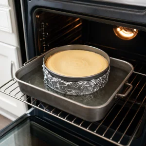Cheesecake baking in a water bath
